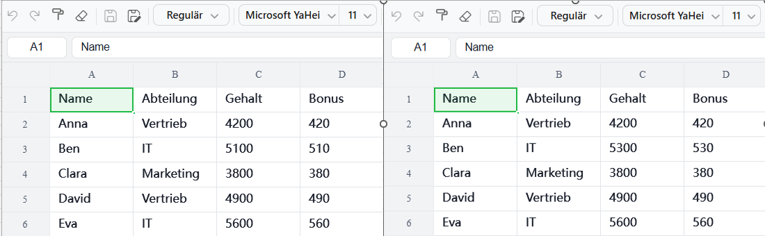 Manueller Vergleich von zwei Excel-Dateien – zeitaufwendig und fehleranfällig